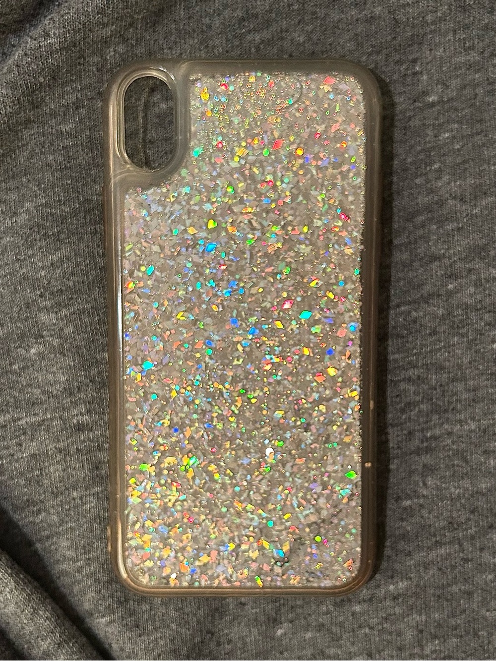 Clear Glitter Phone Case with Moving Silver Holographic Sparkle